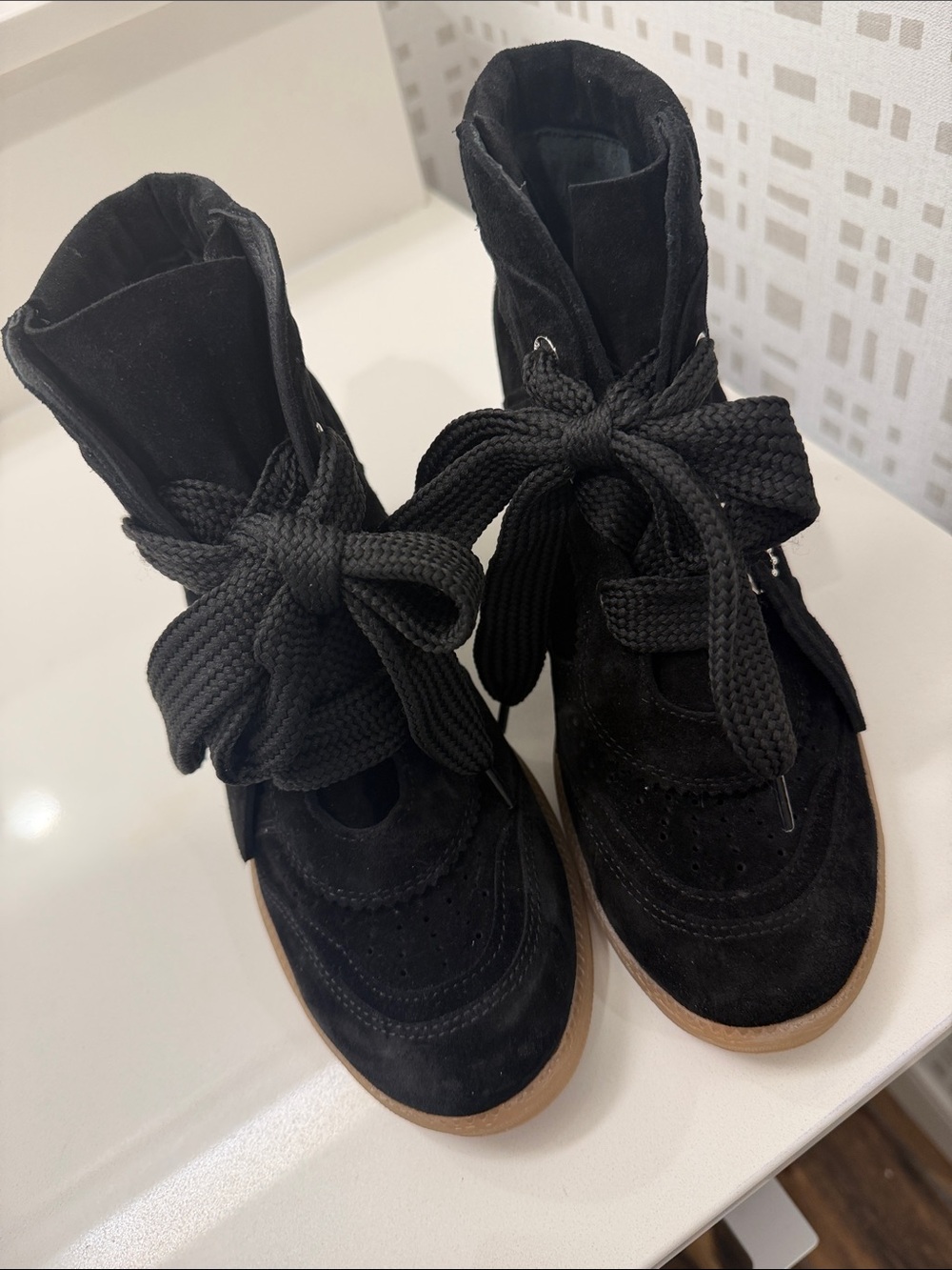 Bronx Jae-yy suede wedge black sneakers NWOB Sz 40/US 19 - Picture 5 of 10